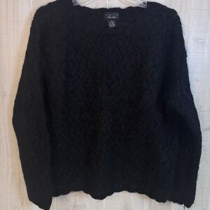 90's The LIMITED Hand Knit Black Sweater Mohair Wool Blend Elegant Chic Sz M